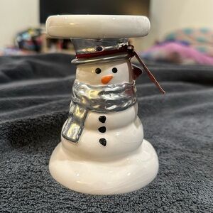 Bath&Body Works mini 1.6oz ceramic snowman silver scarf candle holder
